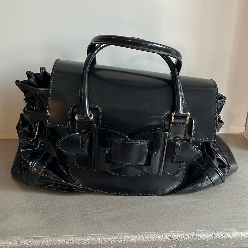Gucci Large Queen Black Dialux Coated Canvas Tote